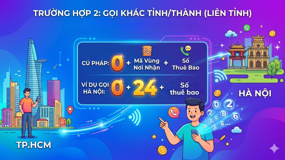 Trường hợp gọi khác tỉnh thành