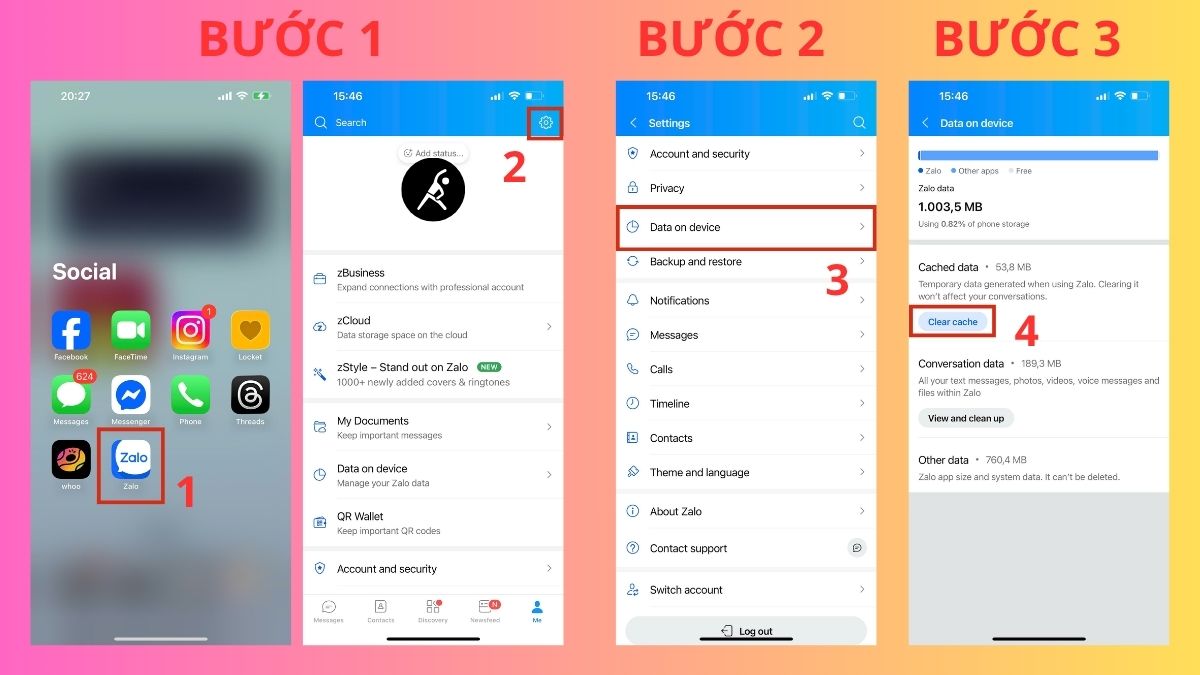 Thao tác xóa dữ liệu tin nhắn và file đính kèm