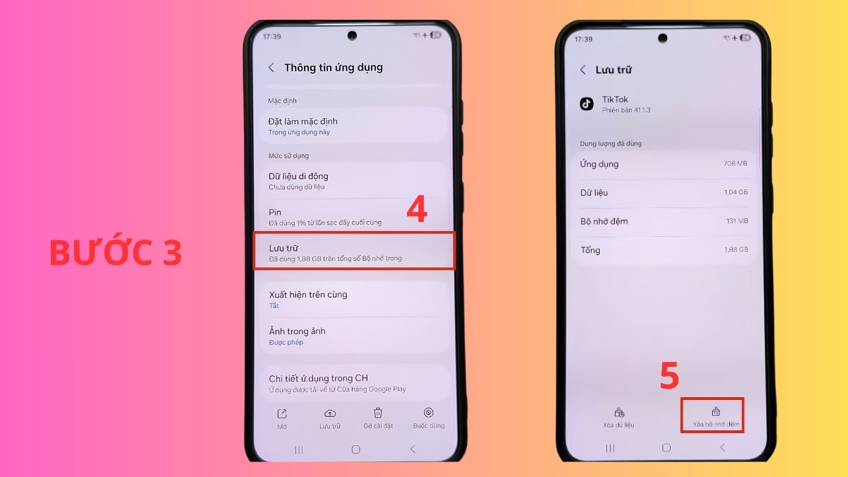 Thực hiện xóa bộ nhớ đệm của app