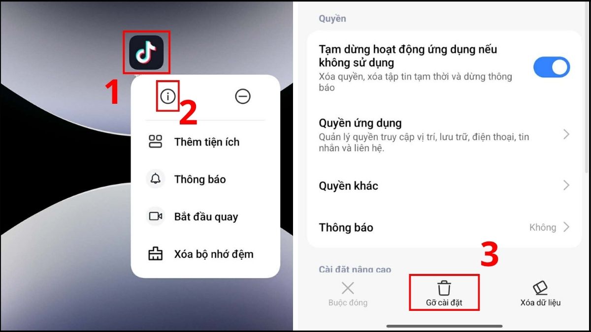 Thao tác xóa ứng dụng không cần thiết
