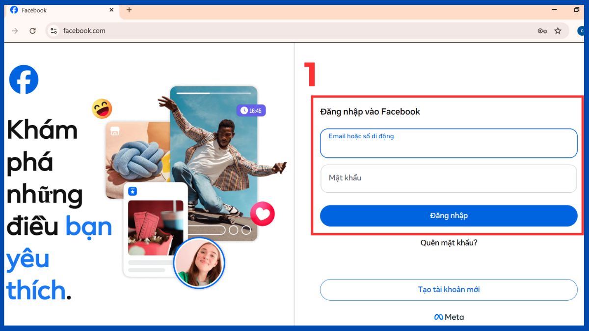 Đăng nhập tài khoản Facebook