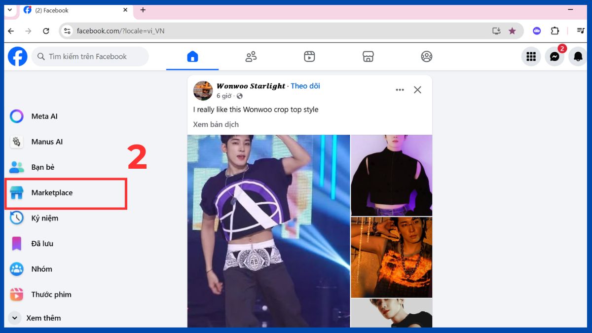 Truy cập vào mục Marketplace