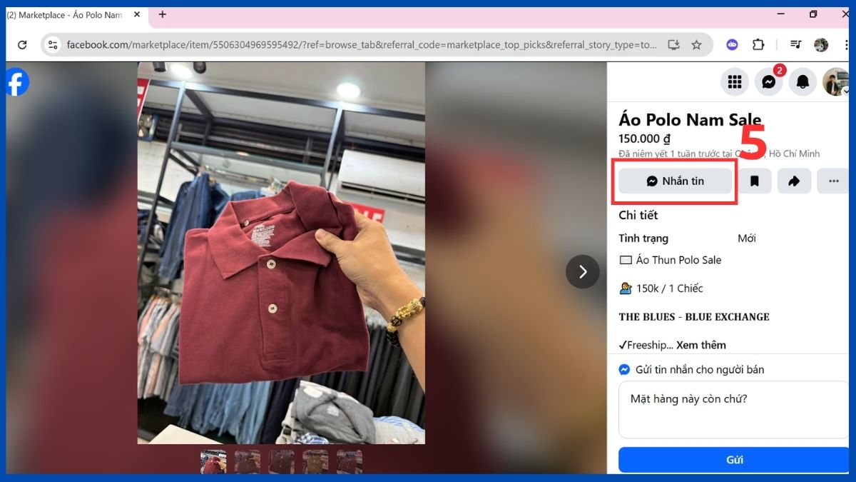 Nhấn vào biểu tượng tin nhắn Messenger