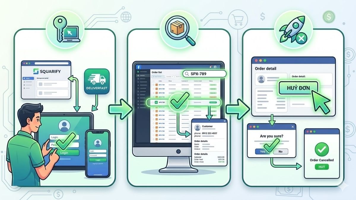 Truy cập vào hệ thống quản lý đơn hàng