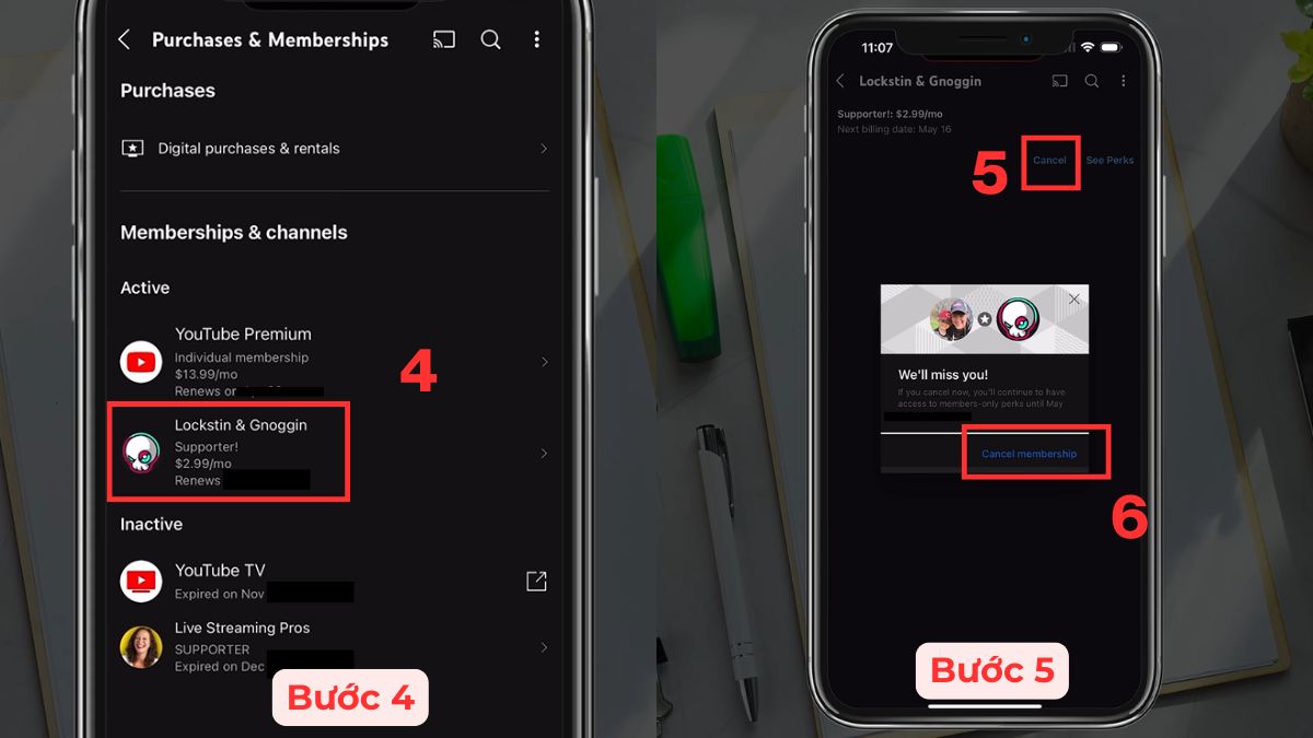Hủy gói hội viên YouTube