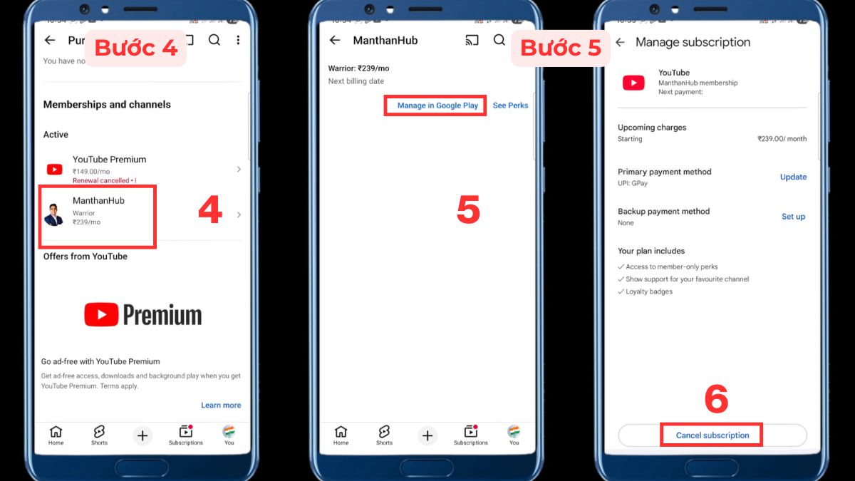 Hủy gói hội viên YouTube