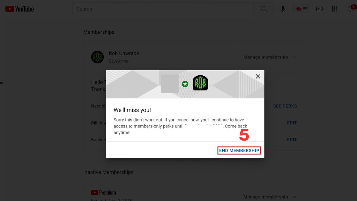 Xác nhận Chấm dứt gói hội viên