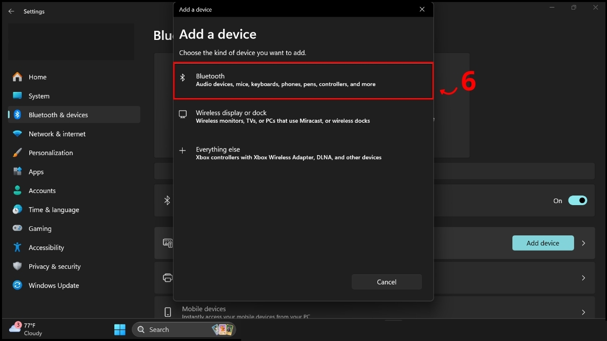 Bật Bluetooth và tìm thiết bị
