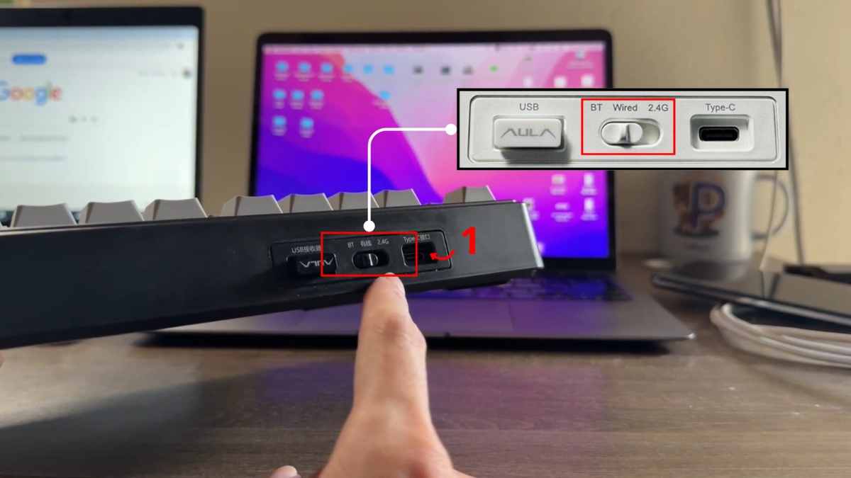 Chuyển công tắc bàn phím sang chế độ Bluetooth