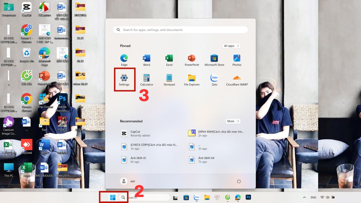 Mở cài đặt trên laptop để pair tai nghe Bluetooth