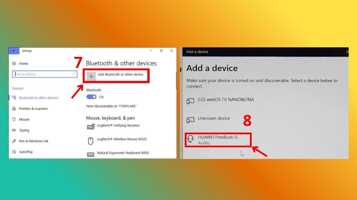 Chọn vào mục Add Bluetooth or other device và Kết nối
