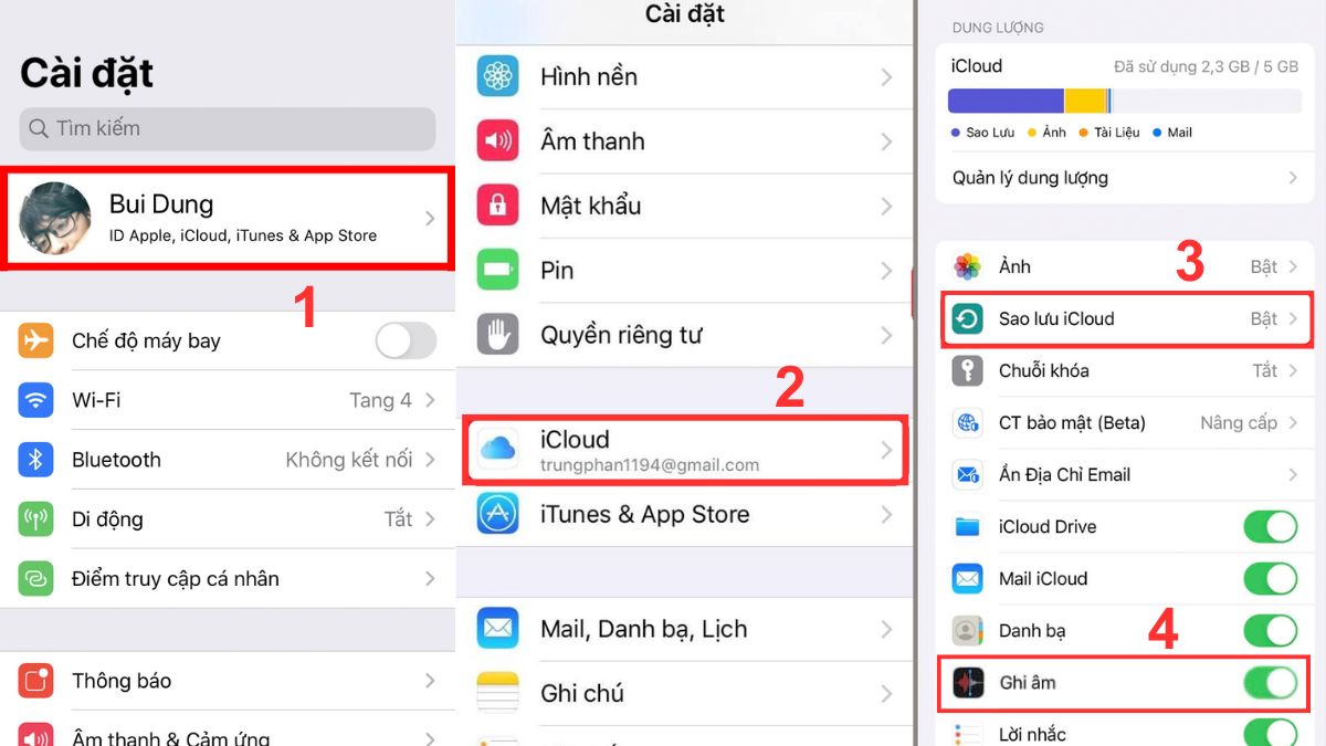 Kiểm tra bản ghi âm sao lưu trên iPhone