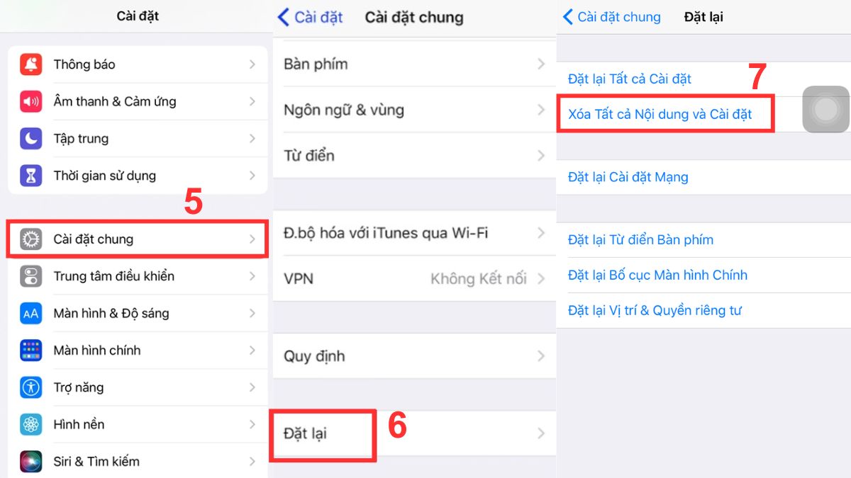 Thiết lập iPhone về lại trạng thái ban đầu