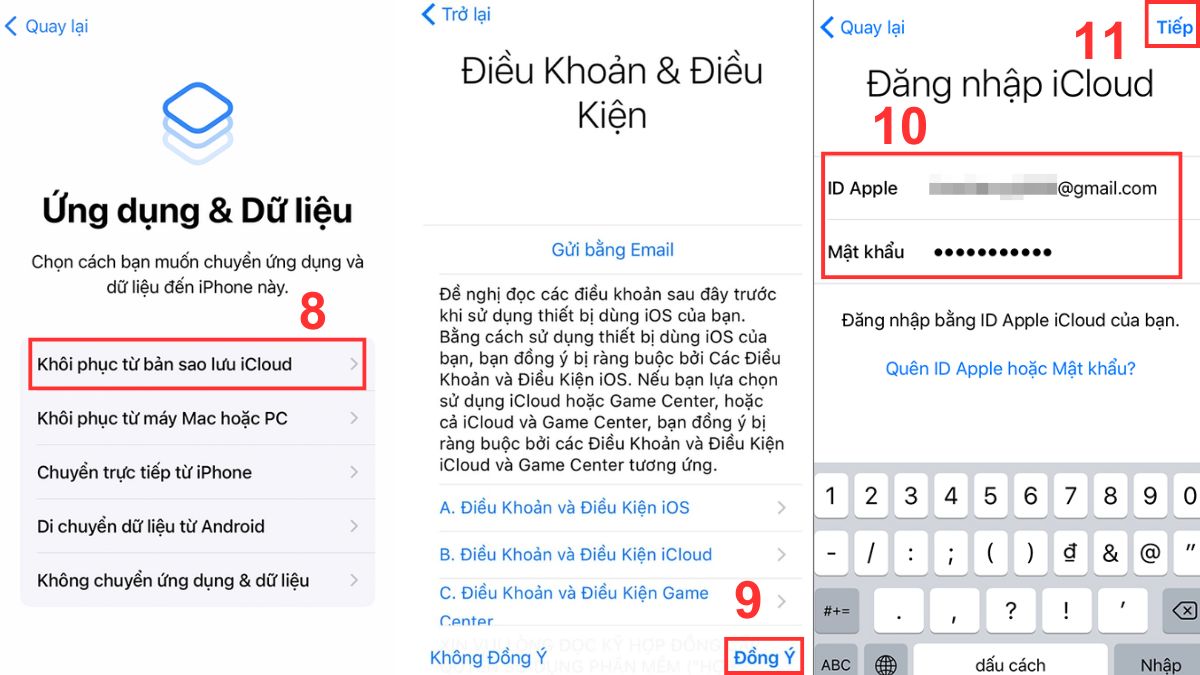 Khôi phục từ bản sao lưu iCloud