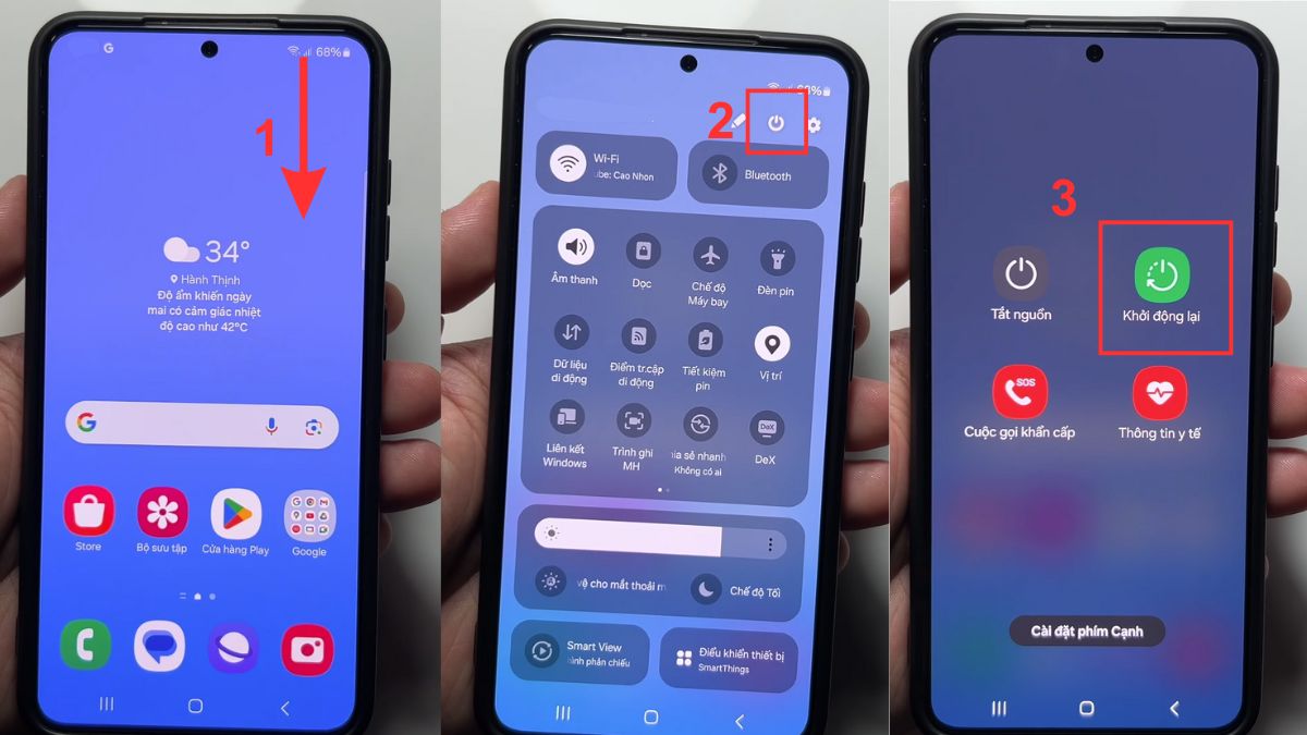 Tìm đến tùy chọn Khởi động lại