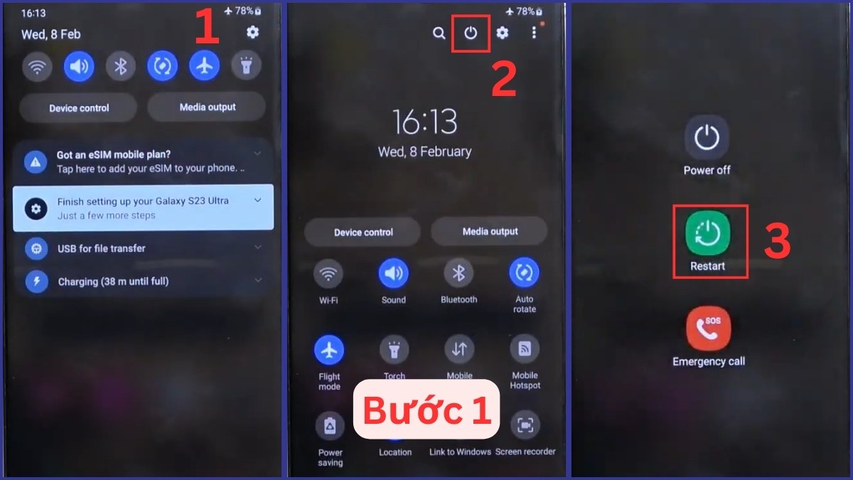 Thực hiện Restart máy