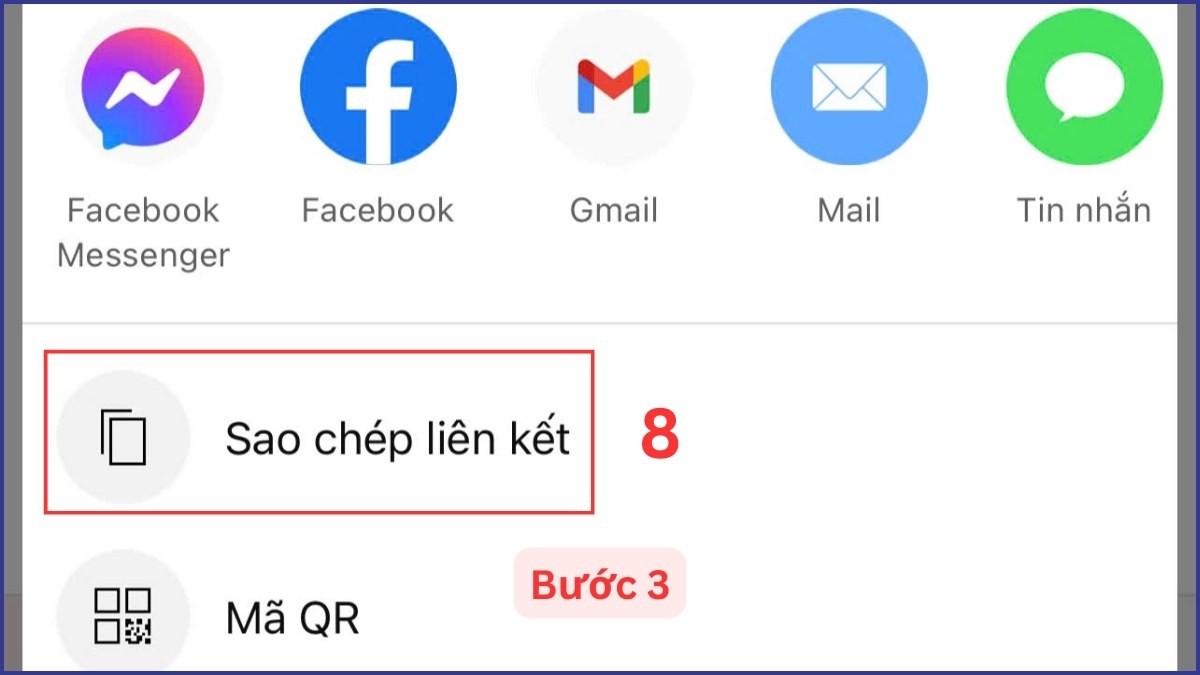 Sao chép liên kết để lấy link kênh Youtube