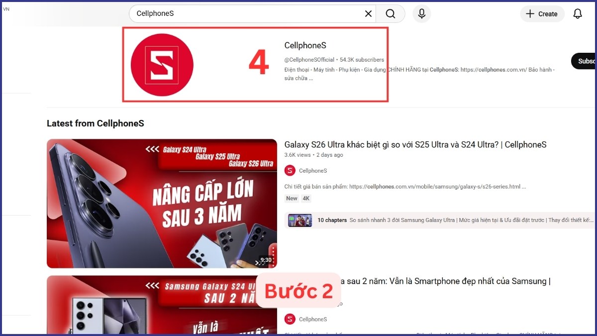 Chọn kênh Youtube bạn muốn lấy link