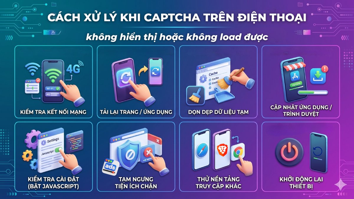 Cách xử lý khi CAPTCHA không hiển thị hoặc không load được