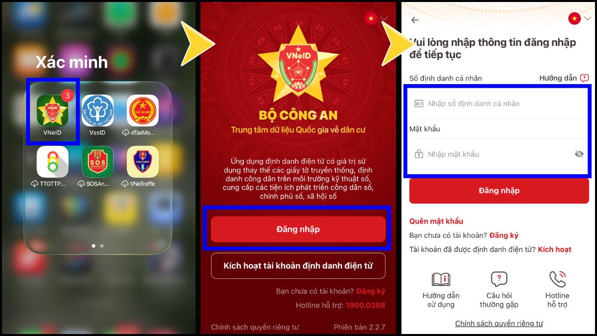 Đăng nhập tài khoản VNeID