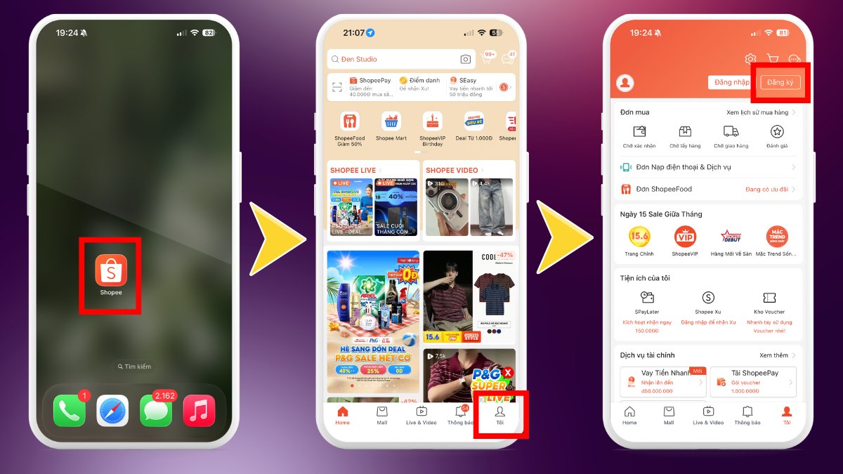 Đăng ký tài khoản Shopee