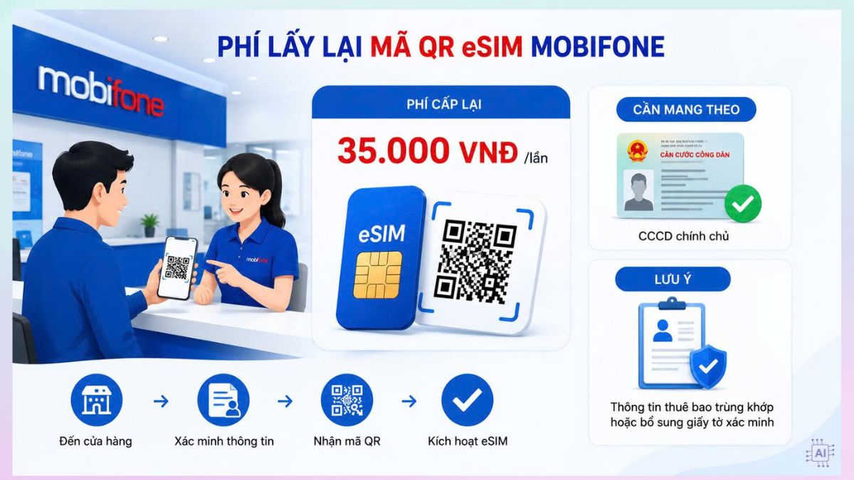 Phí lấy lại mã QR eSIM MobiFone