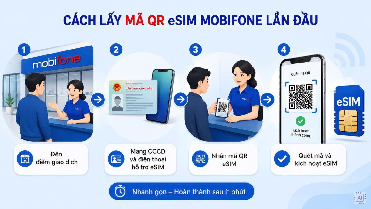 Cách lấy mã QR eSIM MobiFone lần đầu