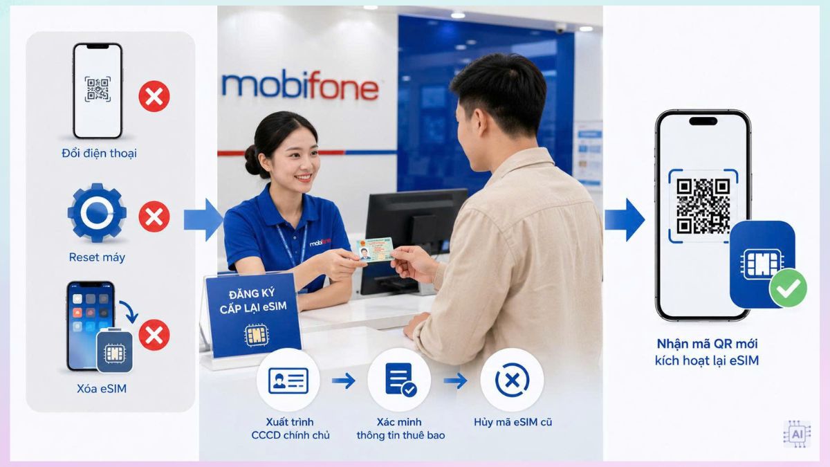 Cách lấy lại mã QR eSIM MobiFone khi bị mất
