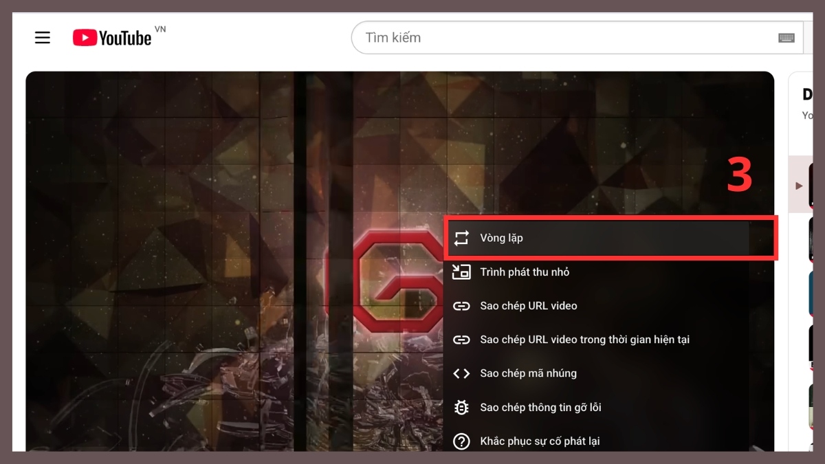 Tìm và chọn vào dòng Vòng lặp