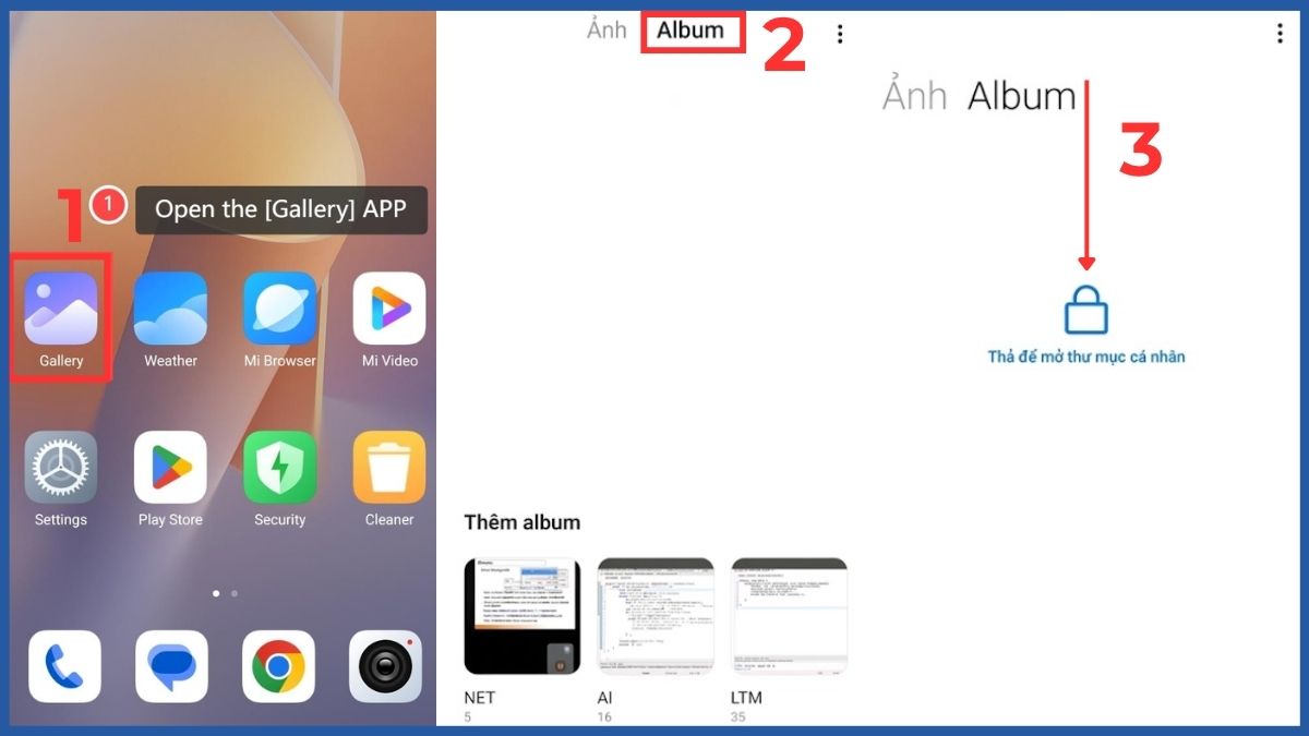 Thao tác xem album cá nhân trên điện thoại Xiaomi nhanh nhất