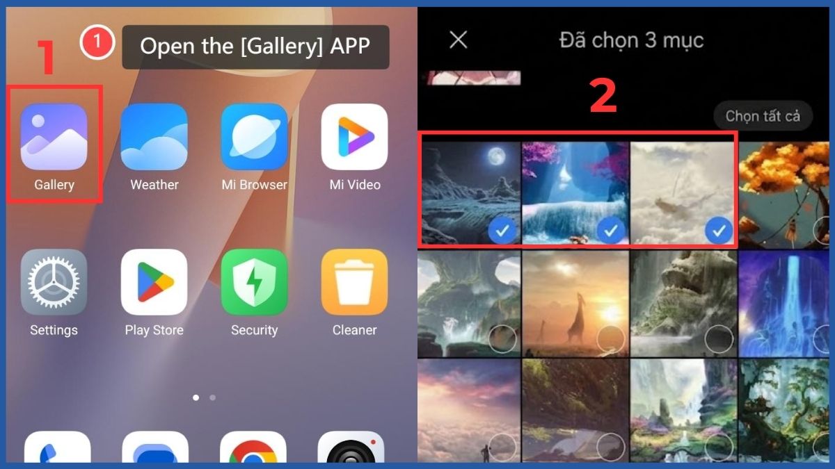 Nhấn giữ để chọn nhiều ảnh và video đưa vào album