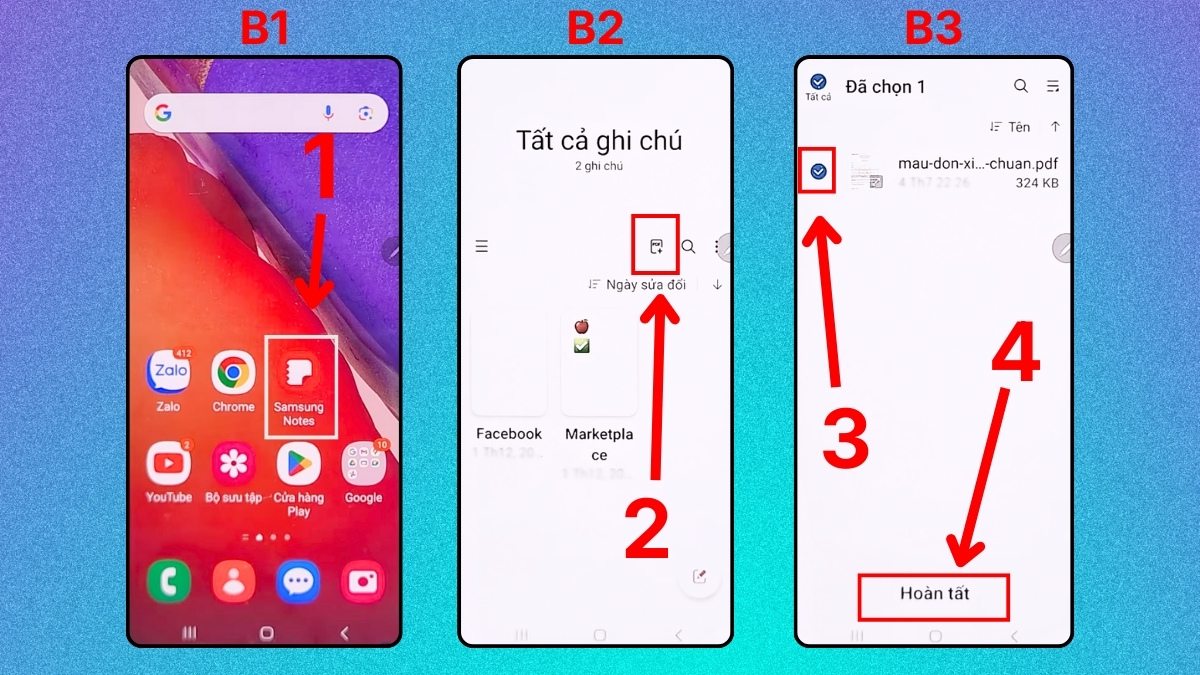 Thao tác mở file PDF trên điện thoại Samsung qua ứng dụng có sẵn