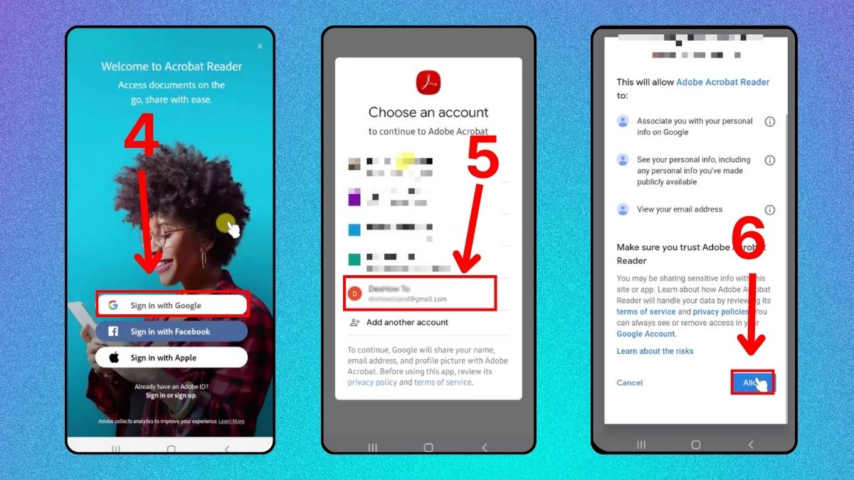 Thiết lập đăng nhập trên ứng dụng Adobe Acrobat Reader