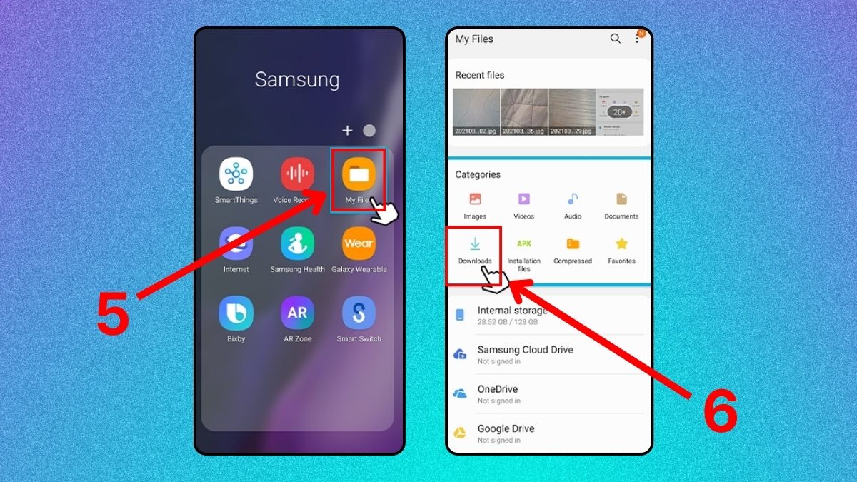 Truy cập các file đã tải trong Tệp trên Samsung
