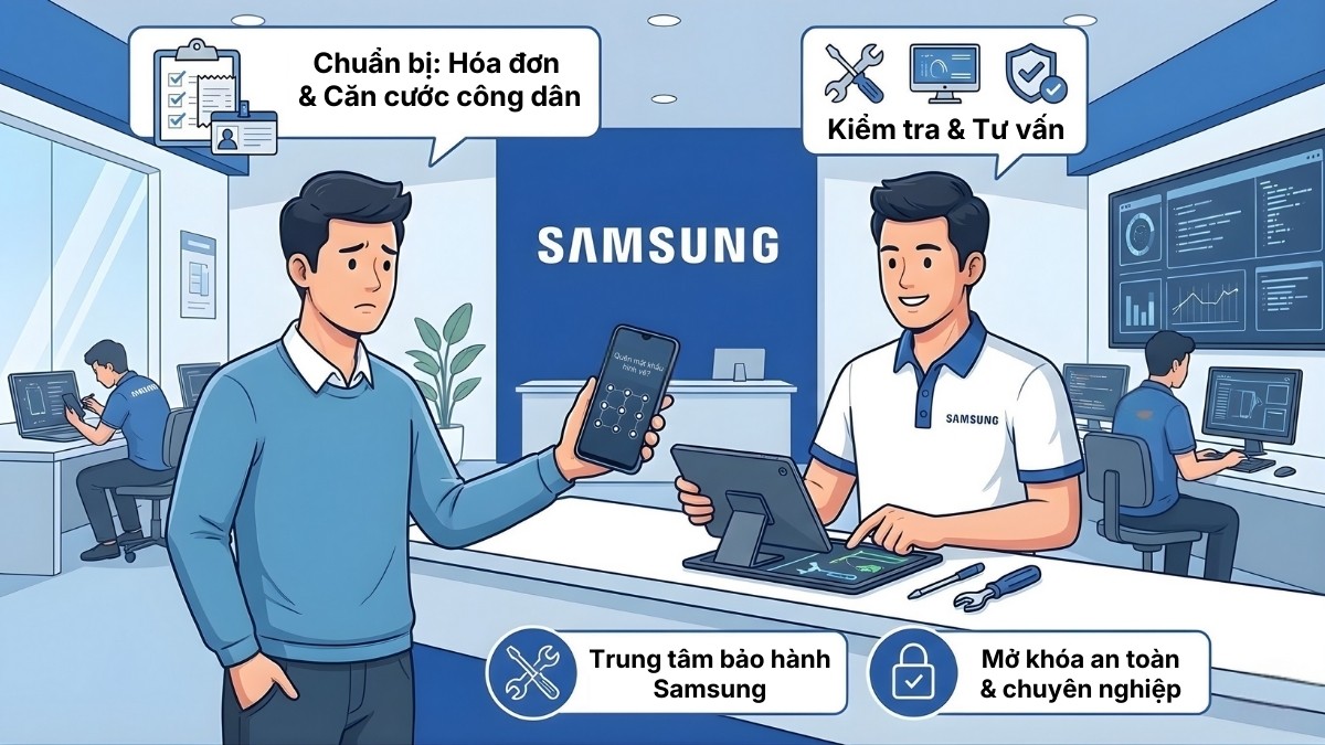 Mang máy đến trung tâm bảo hành Samsung