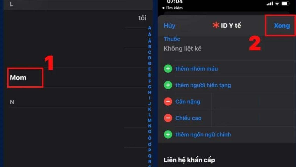 Chọn số liên hệ khẩn cấp và nhấn “Xong”