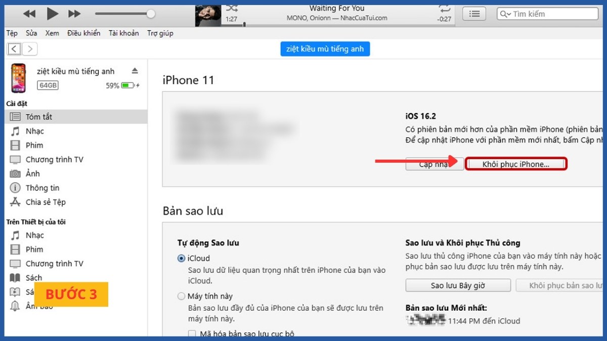 Cách mở khóa iPhone bằng nút volume với Recovery Mode