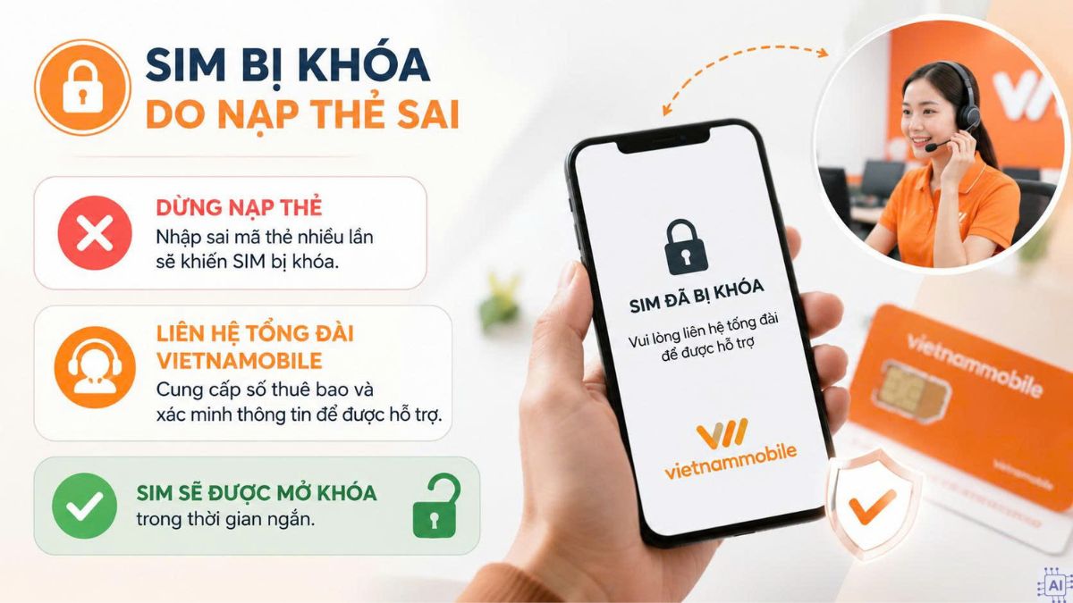 Trường hợp SIM bị khóa do nạp thẻ sai