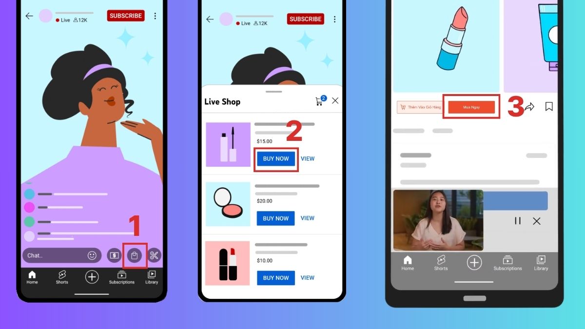 Thao tác gắn link sản phẩm trên Live Stream YouTube