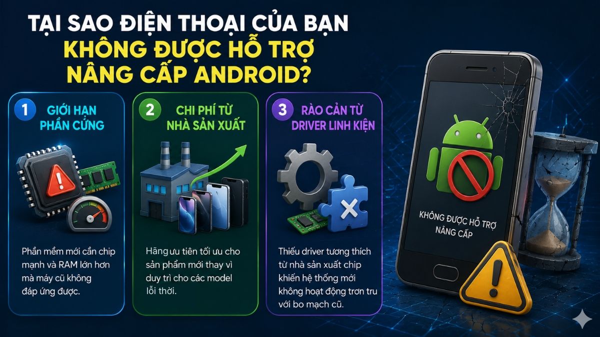 Nguyên nhân điện thoại không được hỗ trợ nâng cấp Android