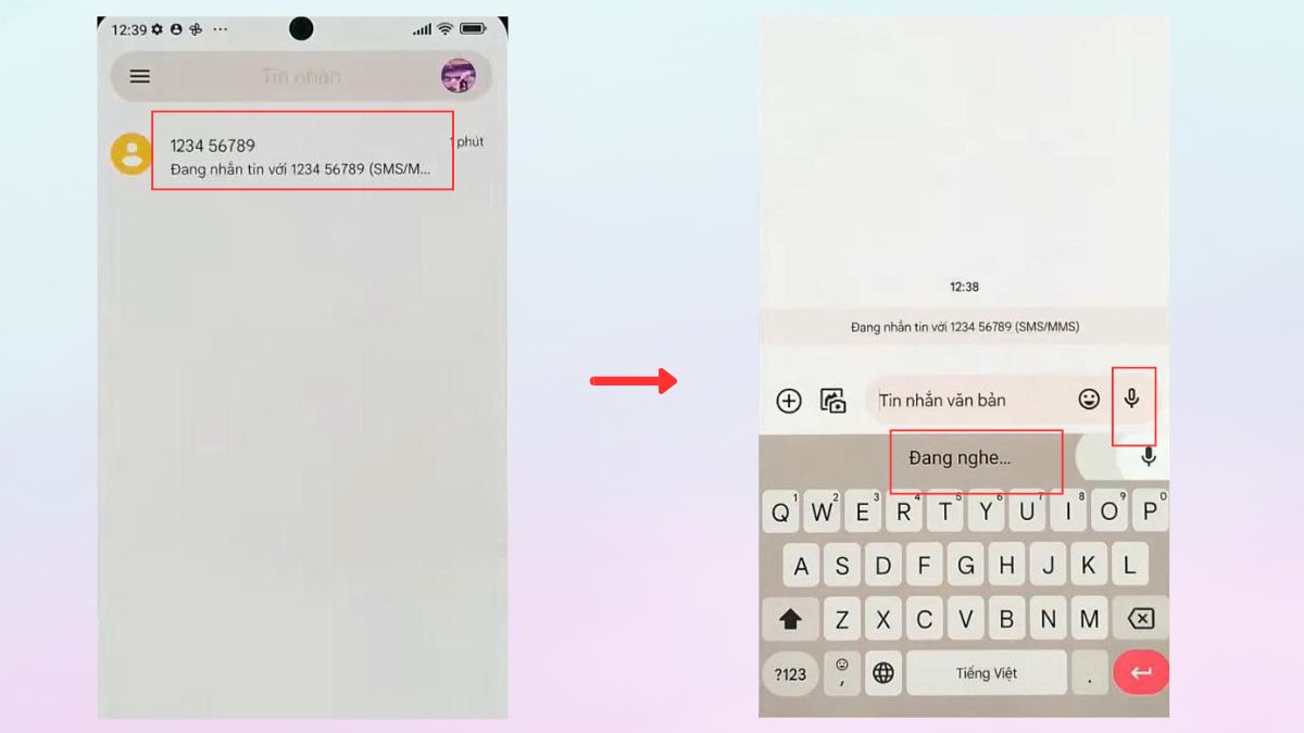 Truy cập vào cuộc trò chuyện và chọn vào biểu tượng micro để ghi âm