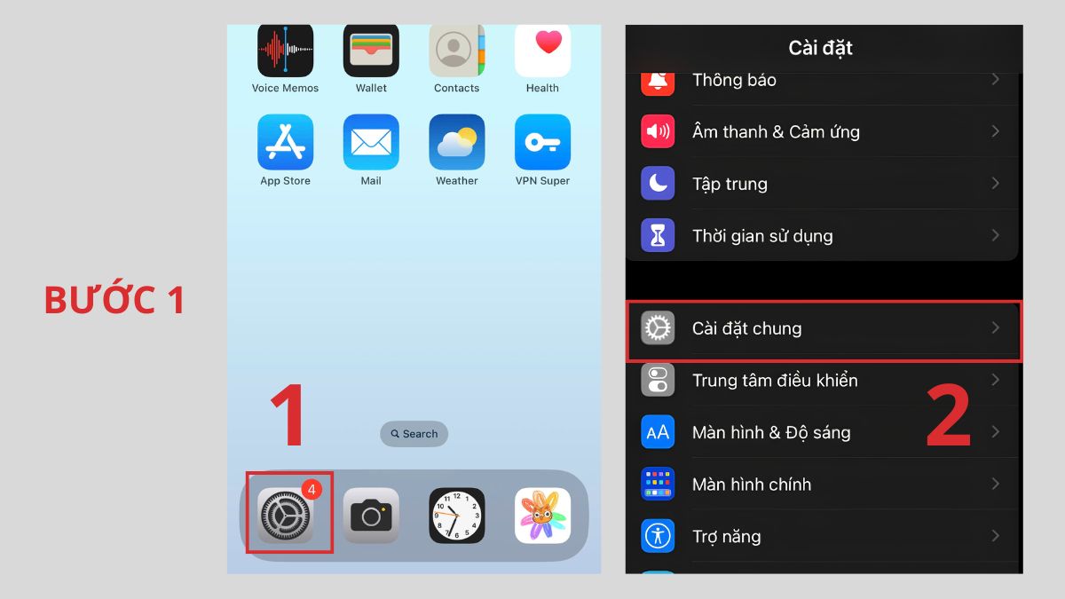 Tìm đến mục Cài đặt chung