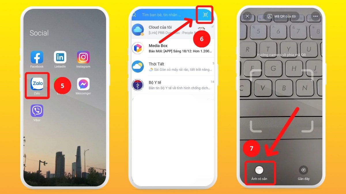 Sử dụng ứng dụng quét mã QR code từ ảnh có sẵn để kết nối WiFi