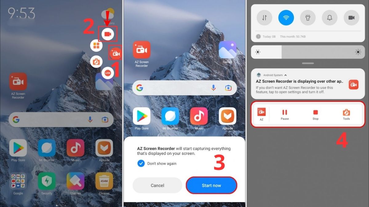 Chọn biểu tượng nổi của AZ Screen Recorder