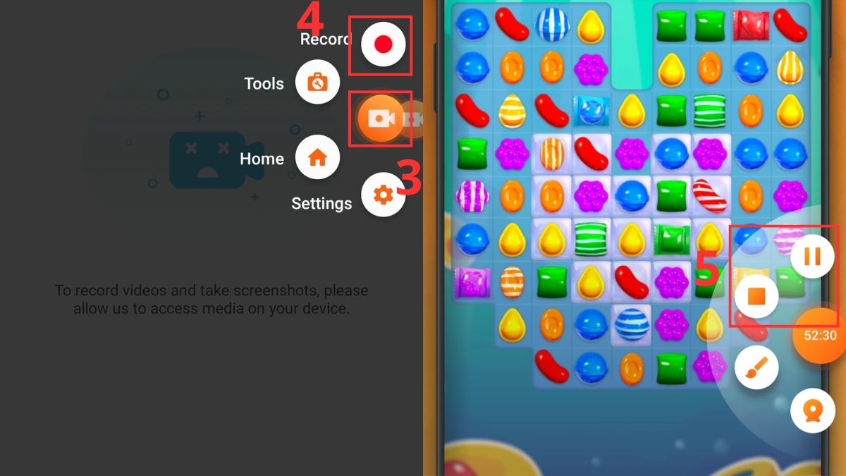 Nhấn vào biểu tượng quay màn hình