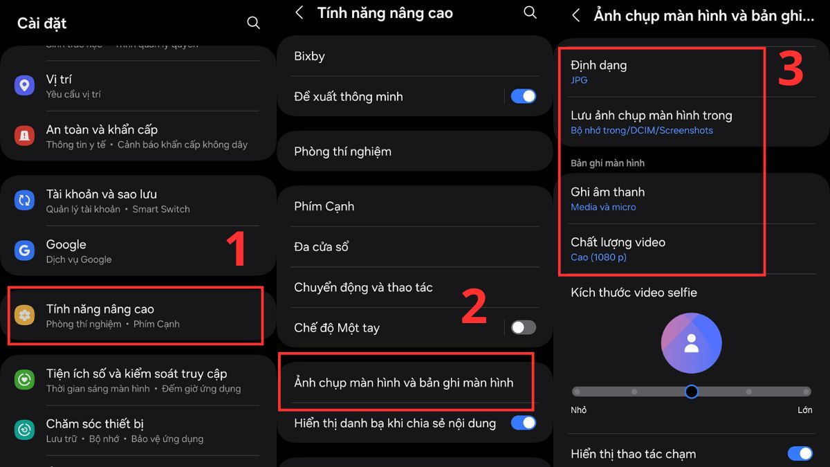 Mở mục tính năng nâng cao trên điện thoại Android