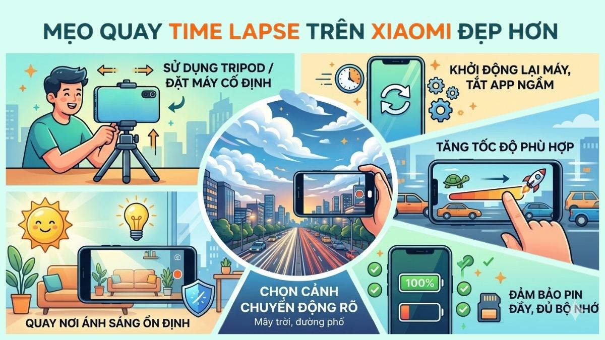 Mẹo quay Time Lapse trên Xiaomi đẹp hơn
