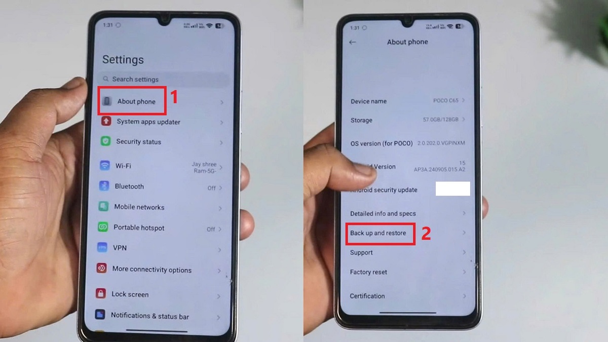 Tìm đến mục Giới thiệu điện thoại