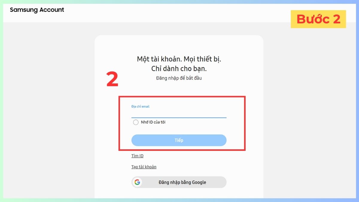 Đăng nhập tài khoản Samsung