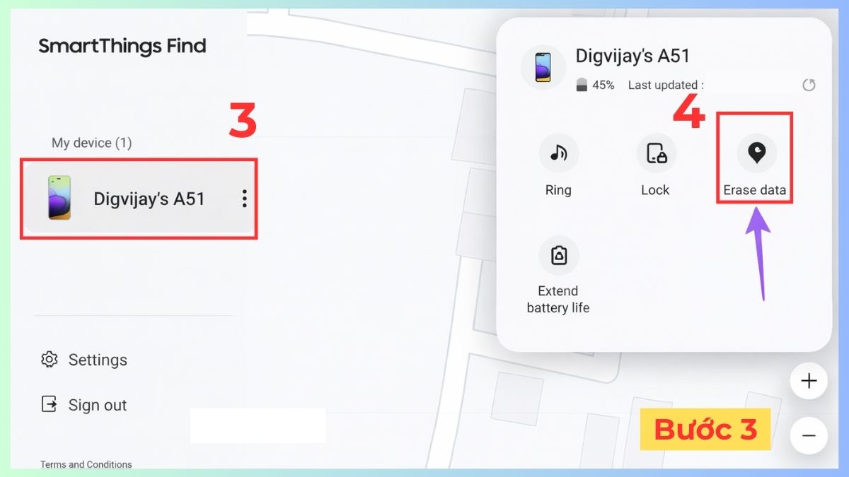 Chọn thiết bị và Xóa thiết bị
